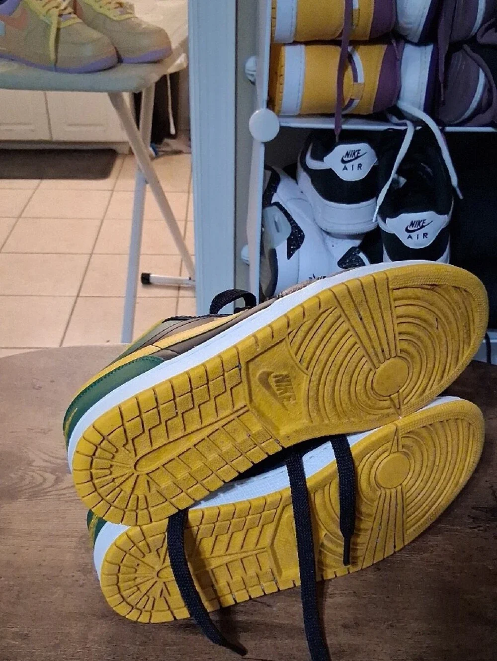 Jordan Low-Top Sneakers in Green, Black & Yellow